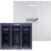 크로커다일 남성용 발이 숨쉬는 자수발등 포인트 중목 양말 3족 세트 CD4SK1028