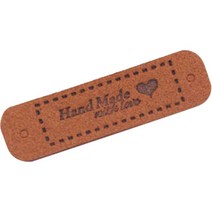 하트 포인트 영문 핸드메이드 레터링 DIY 만들기 가죽 라벨 35g, 브라운, 50개