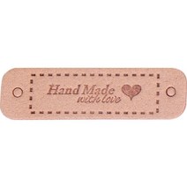 하트 포인트 영문 핸드메이드 레터링 DIY 만들기 가죽 라벨 35g, 라이트 코랄, 50개