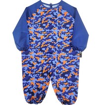 플리에 아동용 뉴 전신 방수 가운 배색형, 파랑밀리터리