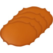 YULARA 헤리티지 북유럽 방수 테이블 매트 4p, 브라운, 43 x 30 cm