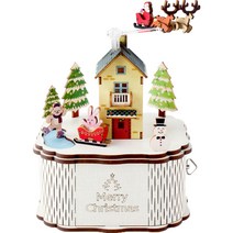 영공방 DIY 회전우드 오르골 Merry Christmas 타운 3D 입체퍼즐, 혼합색상