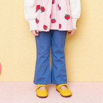 헤이미니 여아용 러블리 딸기 데님 부츠컷 팬츠
