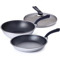 알텐바흐 인덕션 헥사 통5중 스텐 프라이팬 세트 3개, 프라이팬 30cm + 궁중팬 30cm + 유리커버 30cm, 혼합색상