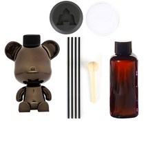뉴베너 토이베어 2in1 차량 실내 디퓨저 용기 + 용액 + 일자형 스틱 4p + 우드스틱 + 받침대 + 논슬립 패드 세트 블랙, 어베인, 1세트