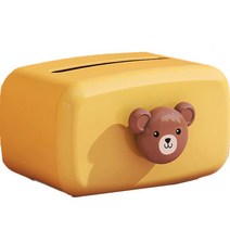 자취남녀 곰돌이 각티슈 케이스, 옐로우, 1개