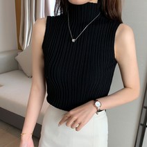 올룸 여성용 슬림핏 민소매 반목티