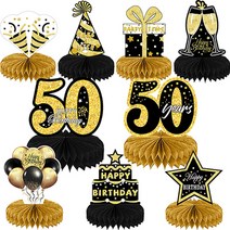 마켓감성 생일 테마 테이블 장식 50세, 블랙골드, 1세트