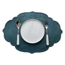 포시엘라 실리콘 방수 식탁 테이블 매트, 딥그린, 가로 420mm x 세로 300mm x 두께 2mm