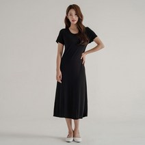 젬블링 여성용 면 모달 롱 반팔 원피스