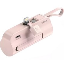 볼크 듀얼v 미니 보조배터리 도킹형 아이폰 8핀 5000mAh, 핑크