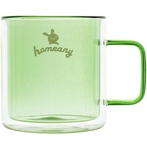 홈애니 컬러 이중 내열 유리 머그컵 380ml, 그린, 1개