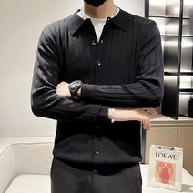 남성용 맨즈건 골지 카라 가디건 형 니트 티셔츠 00078