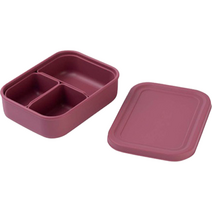 마미스테이블 식품용 실리콘 도시락통 새참 3구 L, 버건디, 1개
