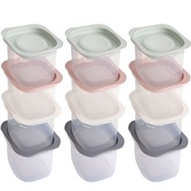 유소피아 냉동밥 전자레인지용 보관용기 화이트 300ml x 4p + 그레이 300ml x 4p + 핑크 300ml x 4p + 그린 300ml x 4p 세트, 1세트, 보관용기 3종 x 4p