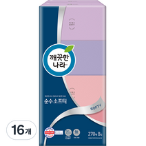깨끗한나라 순수소프티 각티슈, 270매, 16개