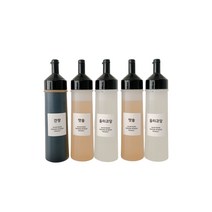 살림공간 소스통 블랙 + 라벨 18종, 500ml, 5개