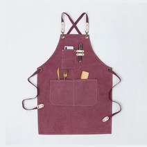 디오셀 프리미엄 심플 캔버스 포켓 앞치마, 자주색, 1개