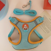 가본다 강아지 야간 빛 하네스 + 리드줄 세트, 블루