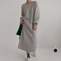 바블링브룩 여성용 래글런 기모 맨투맨 롱 원피스