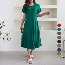 아이엠수 안나 라운드 반팔 롱원피스