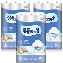 잘풀리는집 케어앤소프트 3겹 롤화장지 27m, 3팩, 30롤