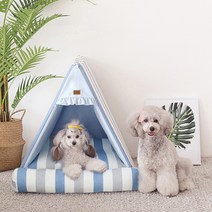 로하스펫 반려동물 코지 삼각하우스, 스트라이프 블루