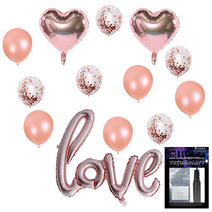 투코비 러브 장식 풍선 + 손펌프 + 고정테이프 세트, 하트 스팽글 가랜드 베이비핑크, 1세트