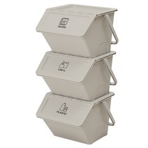 네이쳐리빙 모던데일 재활용 분리수거함 3p, 베이지, 1세트