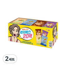 미찌푸드 맛있는 스낵 럭키박스 20p 세트, 2세트, 갈릭새우칩 5p + 고소한 콘칩 5p + 맛짱 5p + 달콤한 꿀깨맛 꽈배기 5p