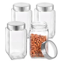 차이나다 투명커버 사각 밀폐 유리병 1000ml, 단품, 4개