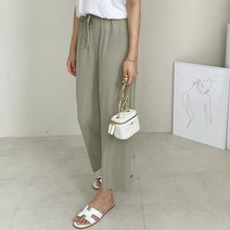 마이시즌 여성 퐁퐁 찰랑 밴딩 일자 팬츠