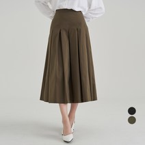 ELLE PARIS 여성용 핀턱 플레어 밴딩 롱스커트