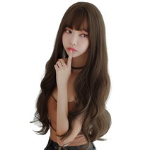 하이유니 네츄럴 웨이브 롱 통가발 73cm + 가발망 + 거치대 세트, 쿨브라운