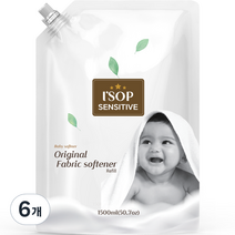 아이솝 메가 센서티브 유아 섬유유연제 베이비파우더향 리필, 1500ml, 6개