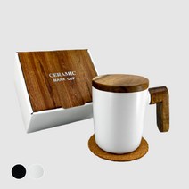 훈이창고 홈카페 도자기 머그컵 355ml + 티코스터 세트, 화이트, 1세트