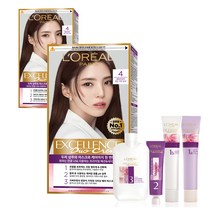 로레알파리 엑셀랑스 듀오크림 염모제, 4호 짙은 자연 갈색, 2개, 96g