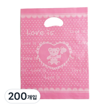 팩스타 펀칭 비닐봉투 PE35 35 x 45 cm, 핑크곰, 200개입