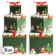 파티해 크리스마스 3단 선물상자 세트, 산타와눈사람, 6세트