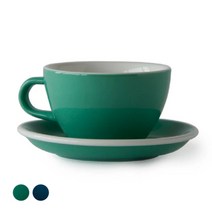 ACME&CO 카페 라떼잔 280ml + 받침 세트, 그린, 1세트