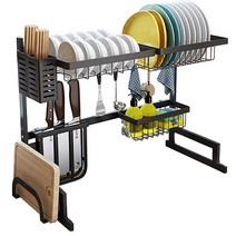 길이조절식 스탠딩 식기건조대 2단, 블랙
