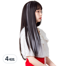 가발위드 와이드 컬러 포인트 피스 스트레이트 4p + 트윙클 붙임머리 세트, 라이트그레이(컬러피스), 랜덤발송(붙임머리), 4세트