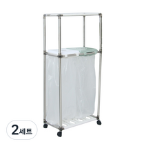 리빙해피 클링 분리수거함 2P 2단, 피스타치오 + 화이트, 2세트