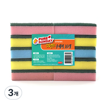 퓨어썬데이 스펀지 수세미, 3개, 10개입