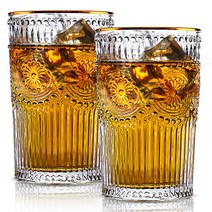 블루선 북유럽풍 엔틱 유리컵 골드링 350ml, 2개