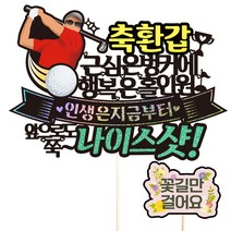 비비드레인 생신 환갑 칠순 케이크 토퍼 + 픽 세트, 176 골프 환갑 남자, 1세트