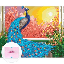 디클레어 액자 캔버스형 보석십자수 DIY 키트 40 x 50 cm, 1세트, 공작과 석양
