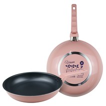 베로나 항균코팅 프라이팬 2종 세트, 블라썸 핑크, 프라이팬 28cm + 궁중팬 28cm