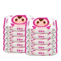 순둥이 베이직 유아물티슈 리필형 55gsm, 80매, 10팩