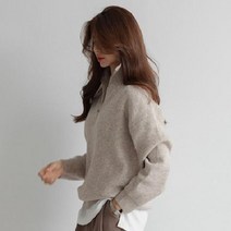 피핀 여성용 울 반오픈 하이넥 집업 니트 109240